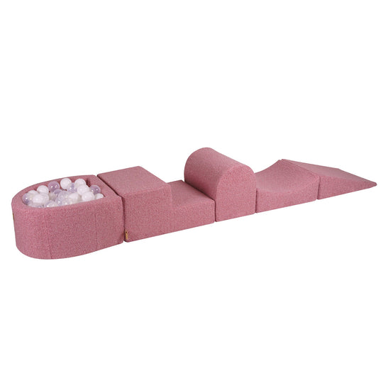 Spielset aus Boucle-Rosa-Schaumstoff mit kleinem Bällebad und 100 Bällen