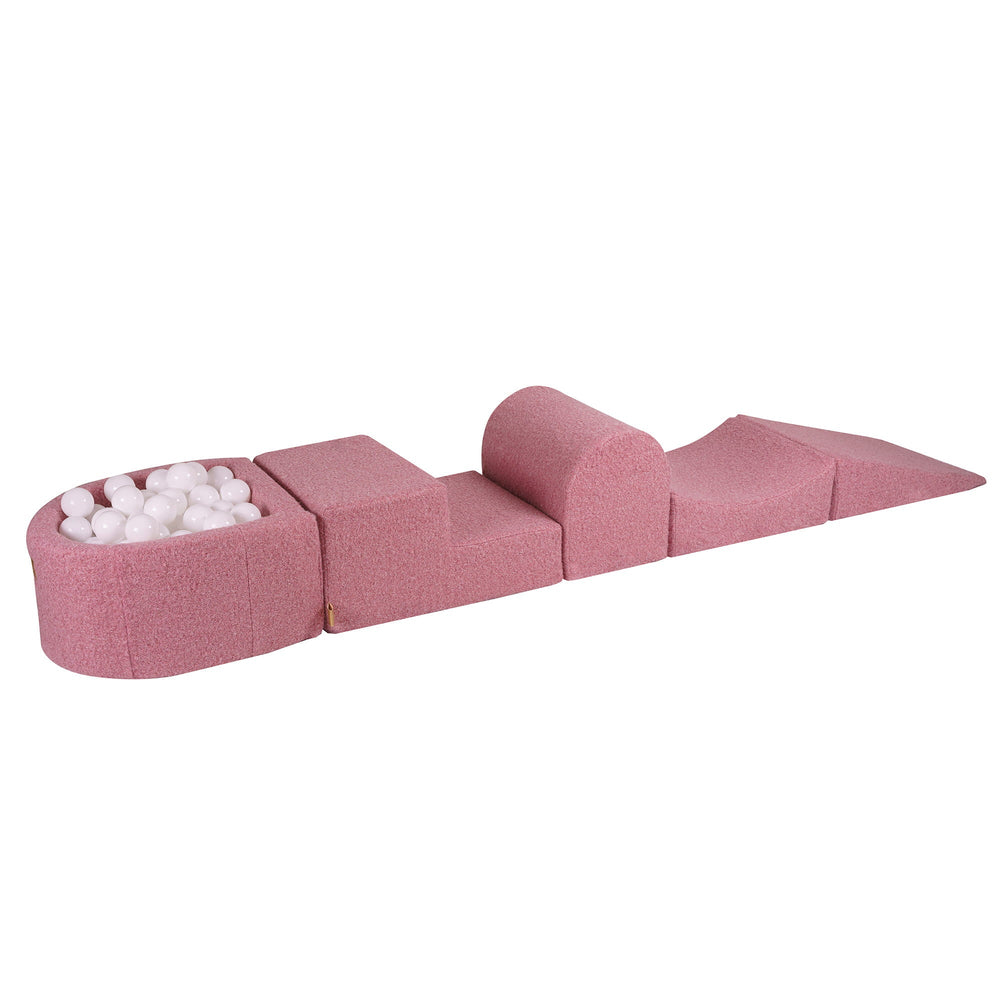 Spielset aus Boucle-Rosa-Schaumstoff mit kleinem Bällebad und 100 Bällen
