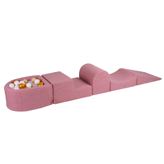 Spielset aus Boucle-Rosa-Schaumstoff mit kleinem Bällebad und 100 Bällen