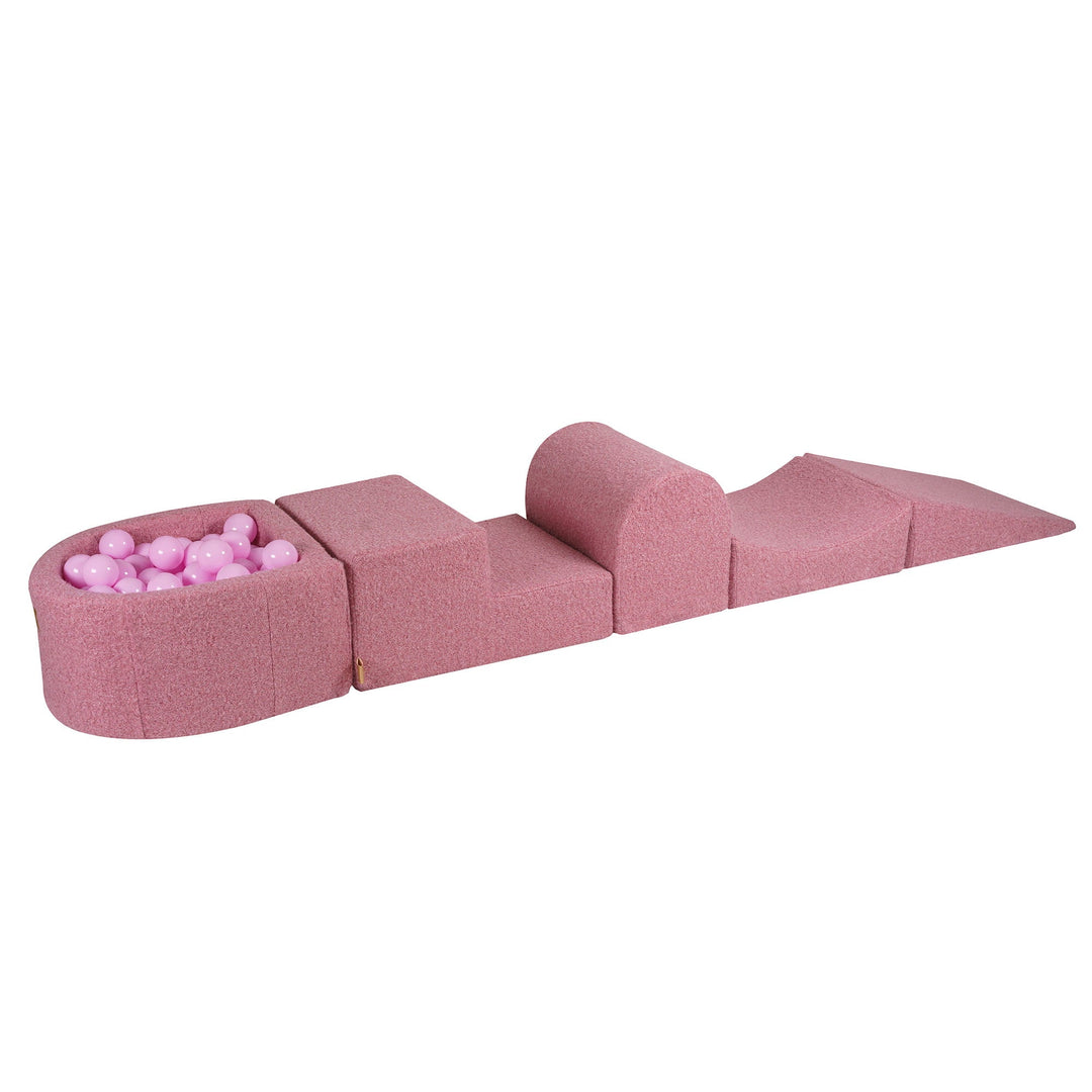 Spielset aus Boucle-Rosa-Schaumstoff mit kleinem Bällebad und 100 Bällen