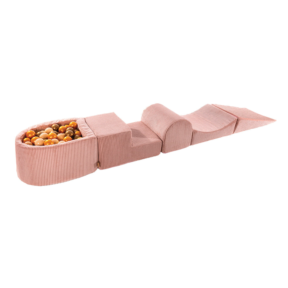Ästhetisches rosa Schaumstoff-Spielset mit kleinem Bällebad mit 100 Bällen