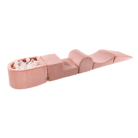 Ästhetisches rosa Schaumstoff-Spielset mit kleinem Bällebad mit 100 Bällen