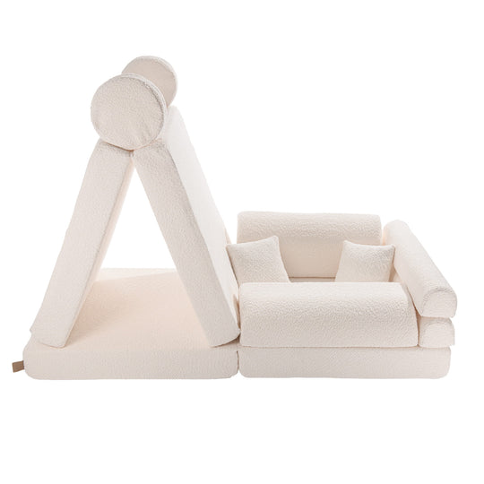 Spielsofa Premium Bouclé Weiß