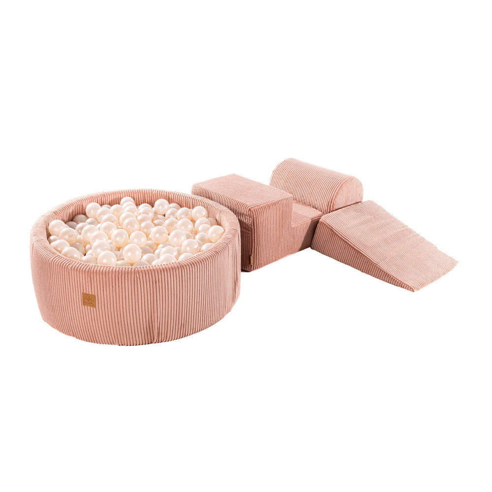 Neues ästhetisches Cord-Pink-Schaumstoff-Spielset mit rundem Bällebad