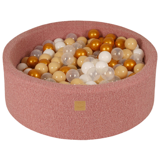 Bällebad aus Bouclé, rund, Rosa