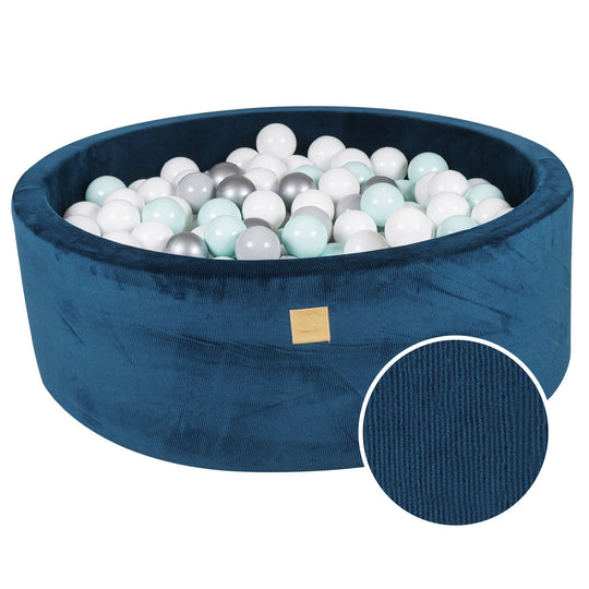 Fluwelen Ballenbak in Zachte Blauwe Ribstof