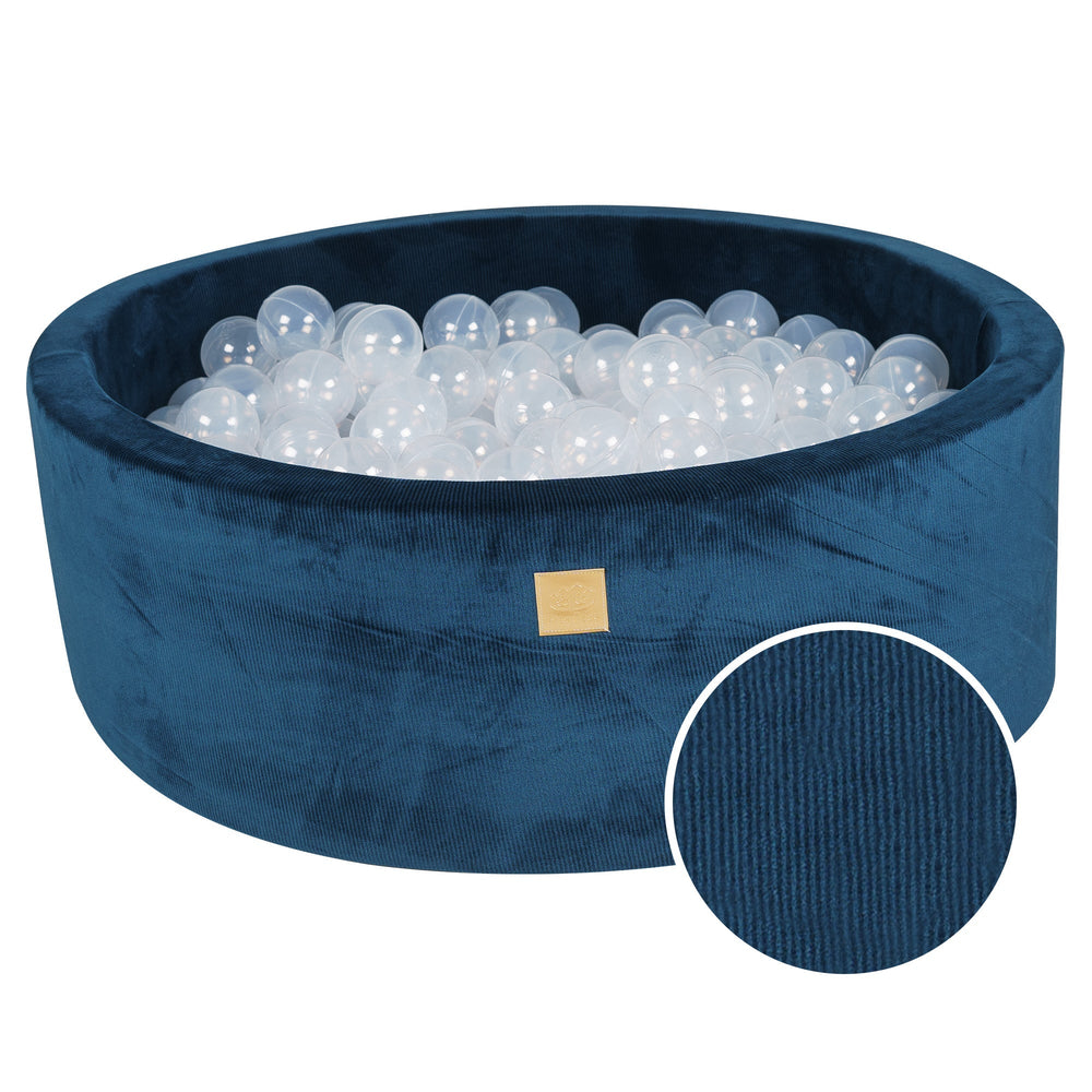 Rundes Bällebad aus marineblauem Samtcord