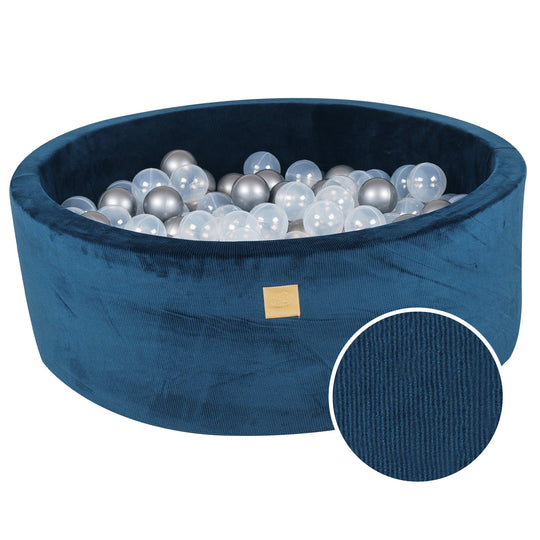 Fluwelen Ballenbak in Zachte Blauwe Ribstof