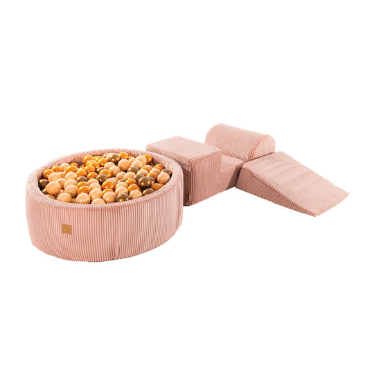 Neues ästhetisches Cord-Pink-Schaumstoff-Spielset mit rundem Bällebad